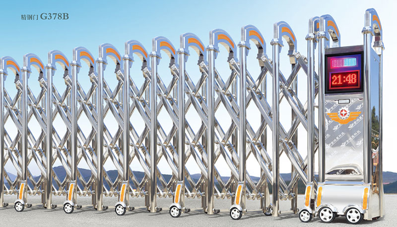 精鋼門G378B不銹鋼伸縮門