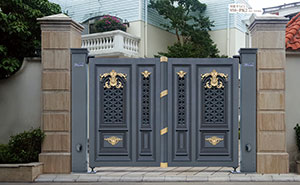 電動折疊門 - 智能平行門938-PK2雙開（深灰+花件描邊）