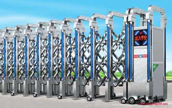 鋁合金伸縮門 - 鋁合金電動伸縮門LD-303銀色單桿