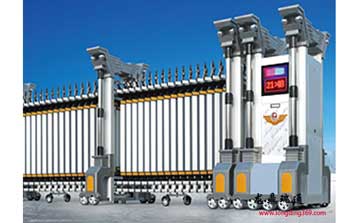 鋁合金伸縮門 - 鋁合金電動(dòng)伸縮門歐式銀色LD-18