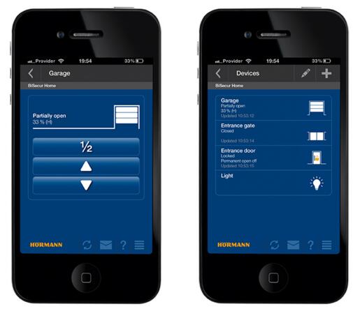 圖：通過(guò)BiSecur App，您可以隨時(shí)了解車(chē)庫(kù)門(mén)及其他霍曼智能家居應(yīng)用的狀態(tài)