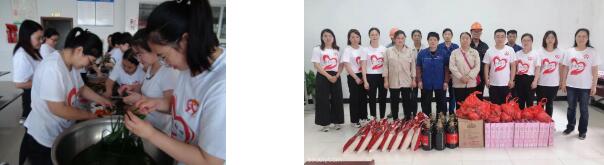 包粽子，慰問困難職工