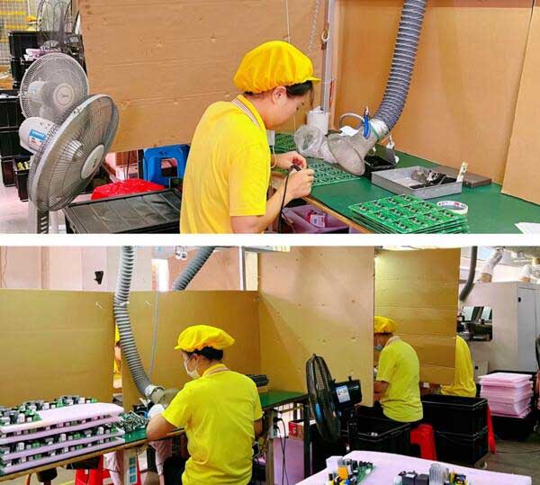 對(duì)人員比較密集的生產(chǎn)線(xiàn)使用隔板進(jìn)行隔離