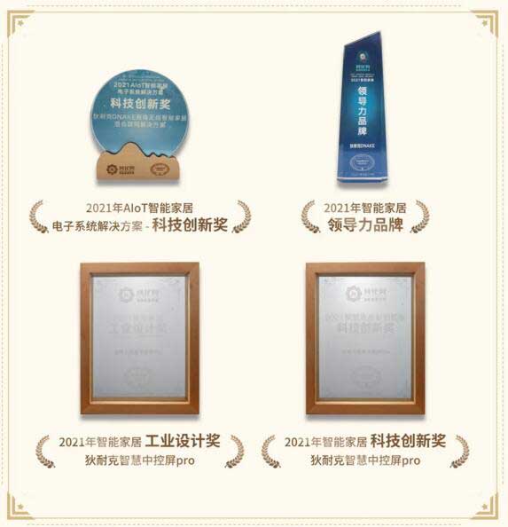 狄耐克智能家居部分獎(jiǎng)項(xiàng)