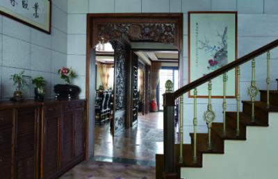 高端鋁藝樓梯-HLY612-3效果圖b