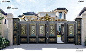 庭院別墅大門 - 皇族-HZ-18116（深空灰+藝術(shù)深青+藝術(shù)金黃）