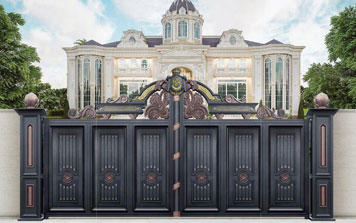 庭院別墅大門 - 皇冠-HG-17106（睿智藍+紅銅+局部99金）