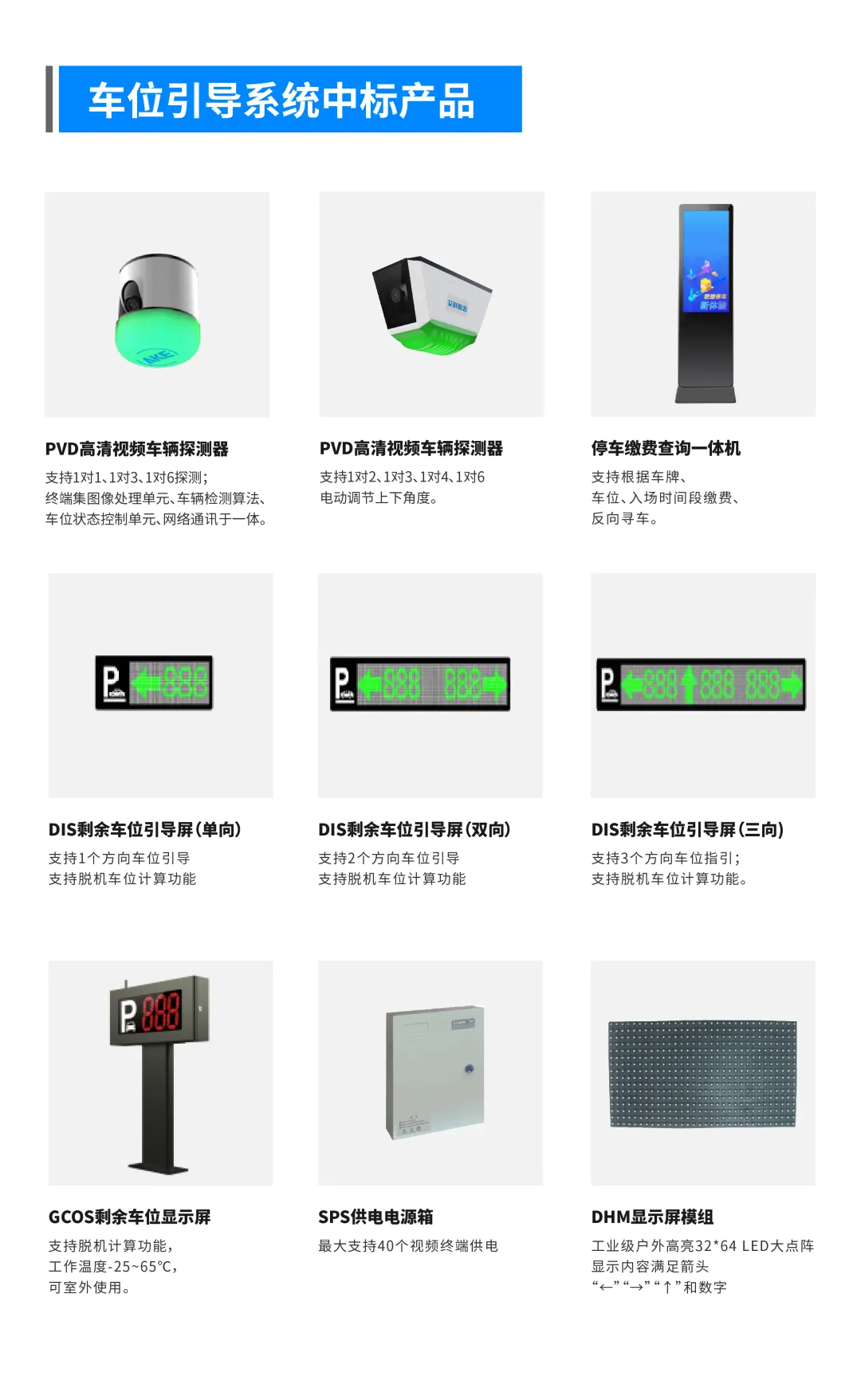 車(chē)位引導(dǎo)系統(tǒng)中標(biāo)產(chǎn)品