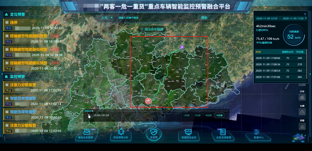 “兩客一危一重貨”重點車輛智能監(jiān)控預警融合平臺